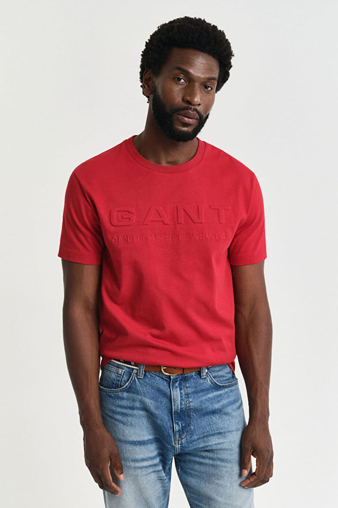 Erkek Embossed T-Shirt - Kırmızı | XL