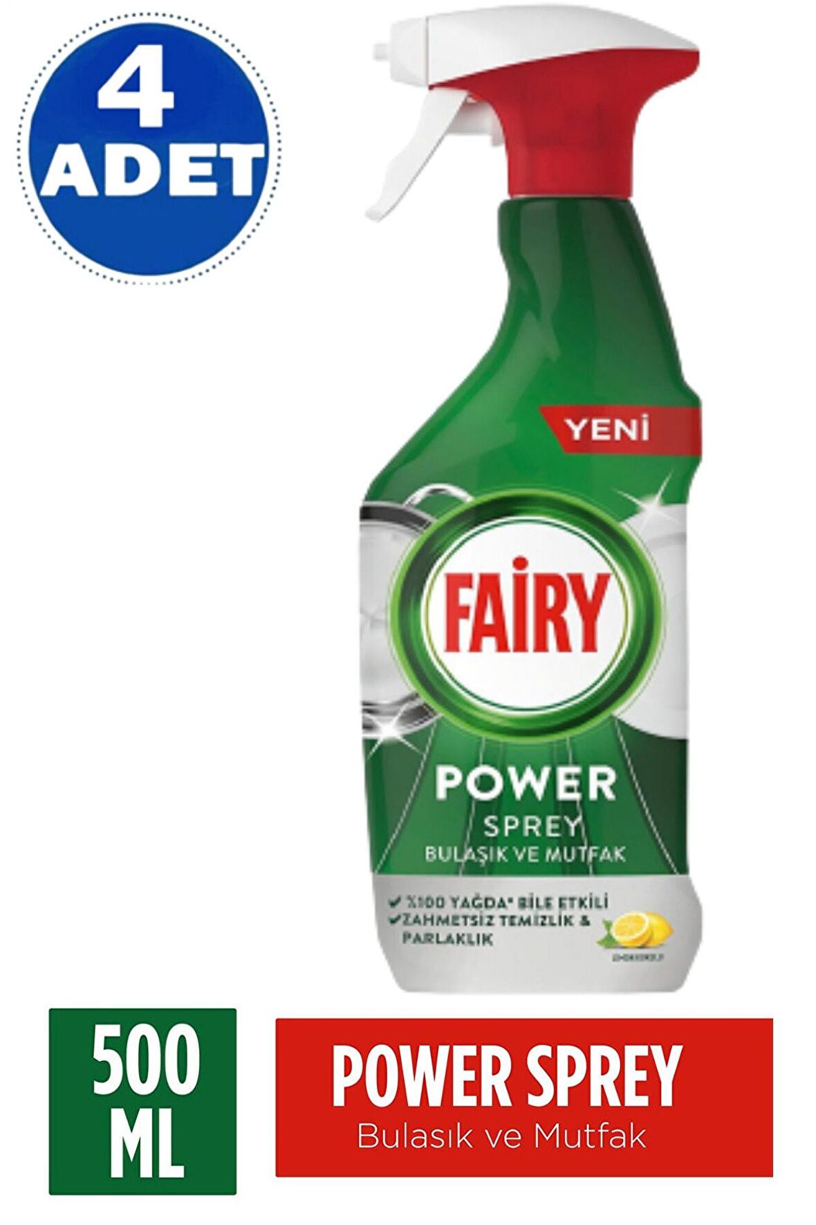 Power Sprey 3’ü 1 Arada Bulaşık Ve Mutfak 500 Ml 4 Adet