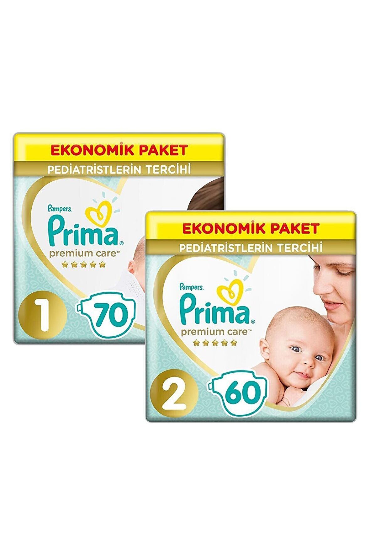 Prima Bebek Bezi Premium Care Yenidoğan 1 Beden 70'lı + 2 Beden 60'lı Set