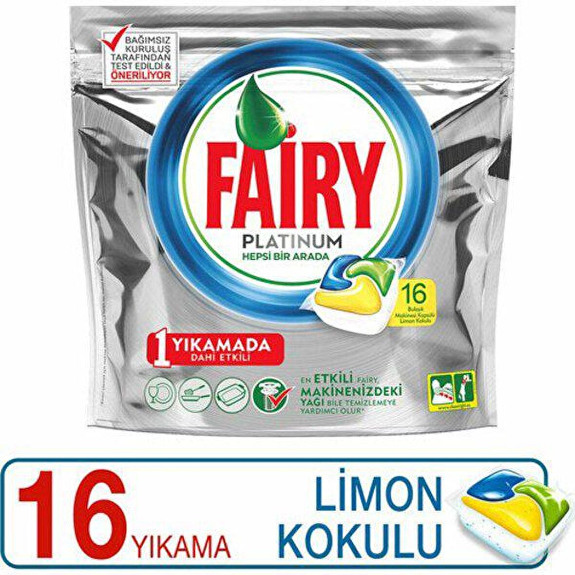 Fairy Platinum Limon Kokulu 16 Yıkama Tablet Bulaşık Makinesi Deterjanı 16 Adet 