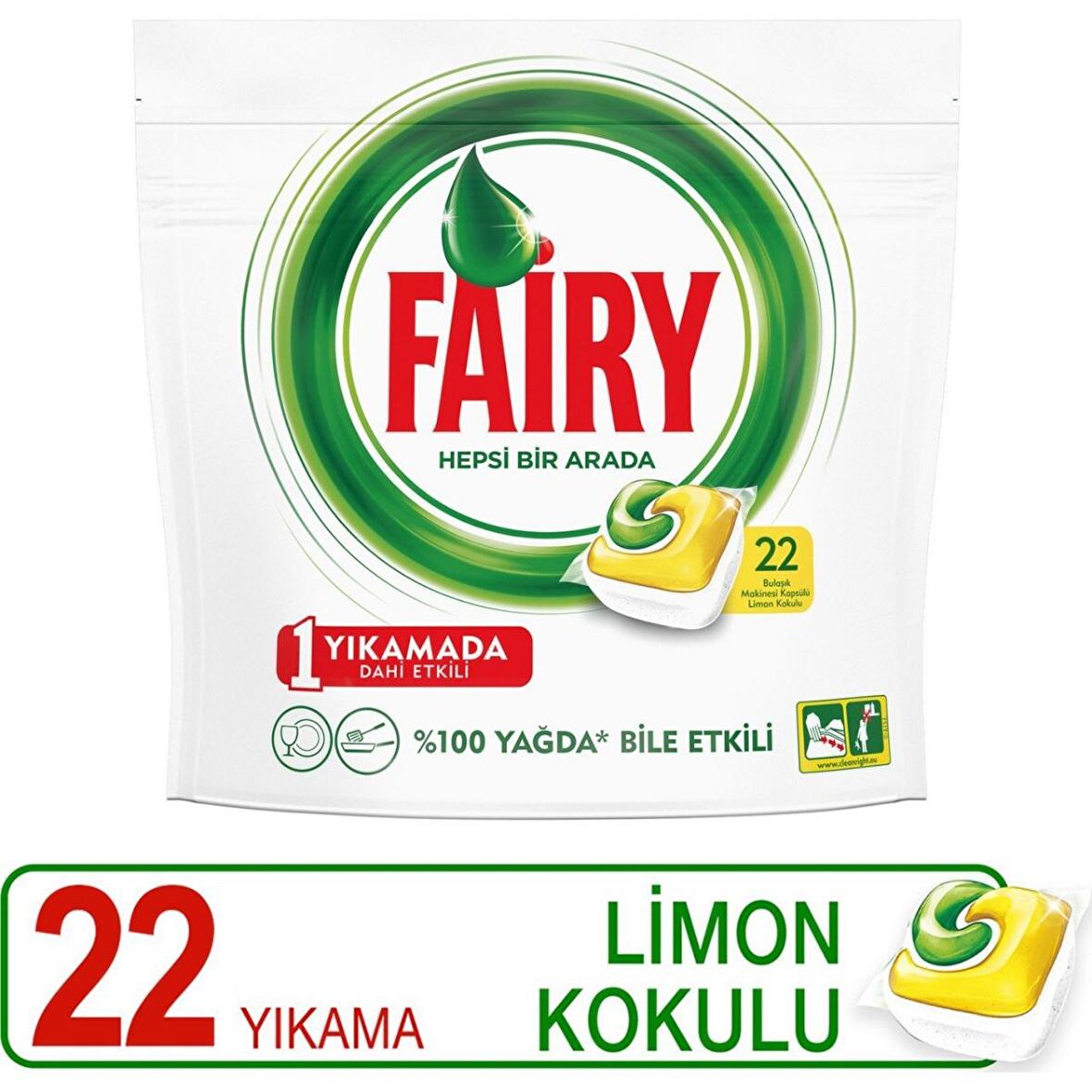 Fairy Hepsi Bir Arada 22 Yıkama Tablet Bulaşık Makinesi Deterjanı 22 Adet 