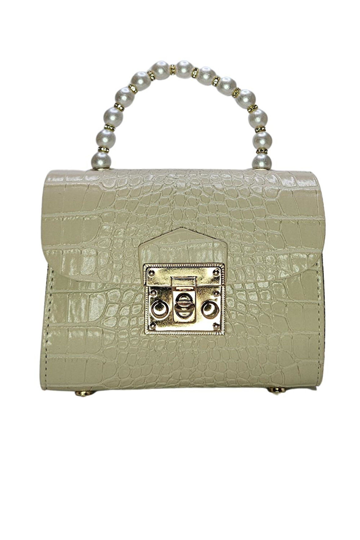 Vos Versa Kadın Gold Zincir Askılı El ve Omuz Çanta Krokodil Desenli