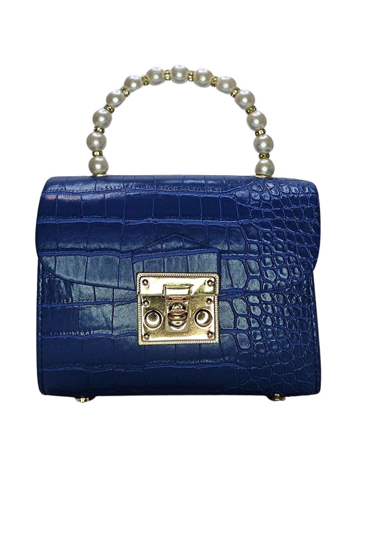 Vos Versa Kadın Gold Zincir Askılı El ve Omuz Çanta Krokodil Desenli 