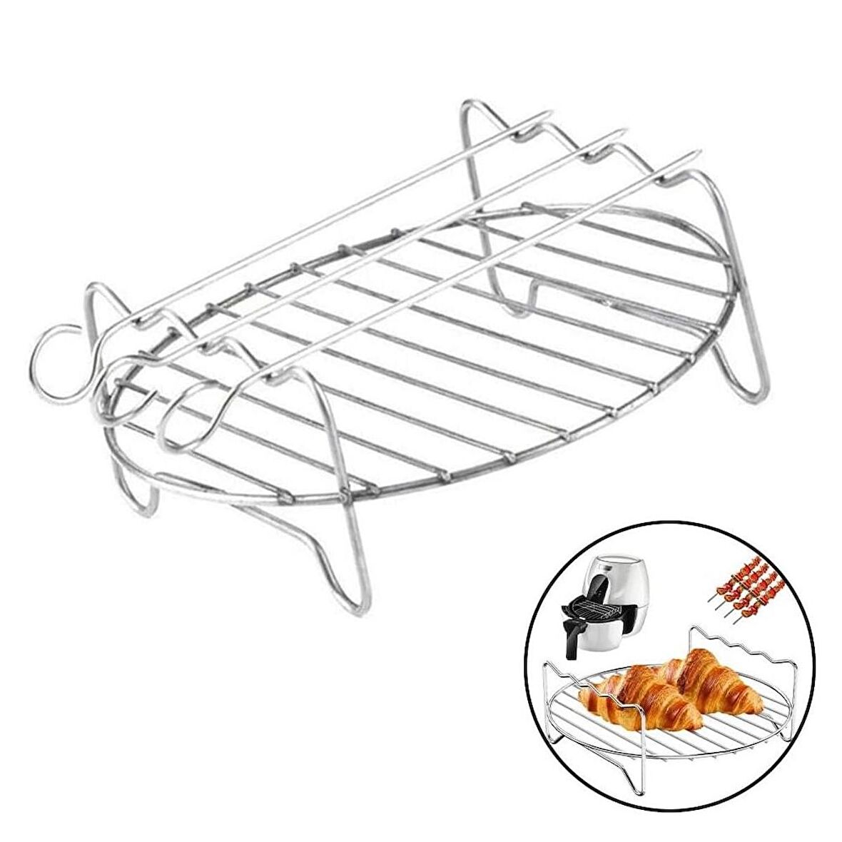 Cosorı Sıcak Hava Fritözü Xxl 4,7 L ile Uyumlu Izgara Teli 3 Şişli