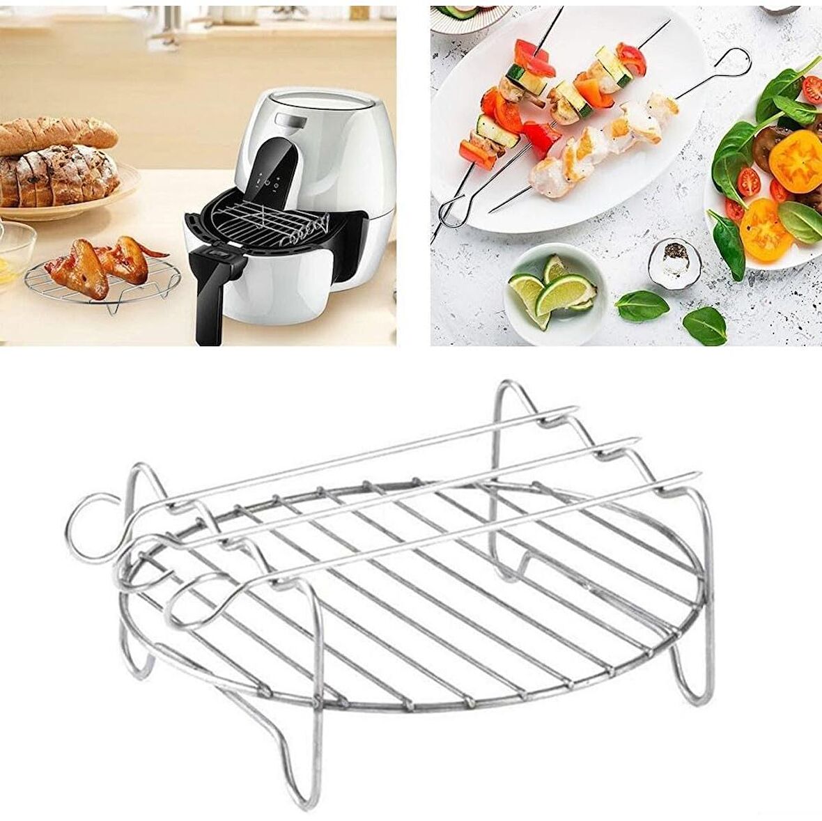 Onvo Air Fryer OVFRY04 ile Uyumlu Izgara Teli 3 Şişli