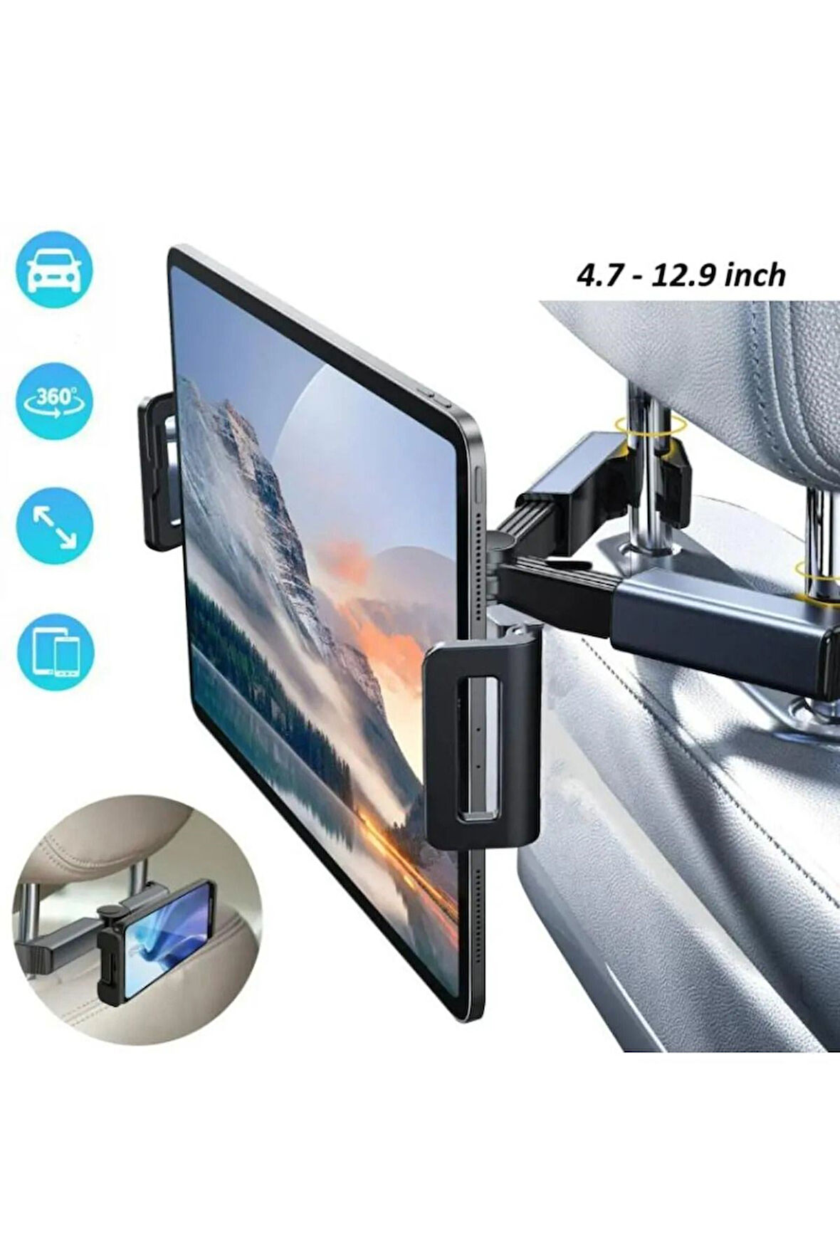 Araba Koltuk Arkası Tablet Telefon Tutucu Araç  İçi Tablet Telefon Tutacağı Telefon Araç İçi Tutacak