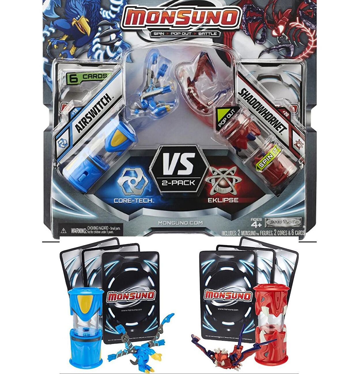 MONSUNO, Lisanslı Airswitch VS Shadowhornet Figürleri, Fırlatma Kapsülleri ve 6 Oyun Kartı