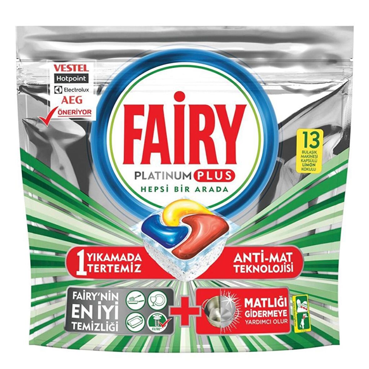 Fairy Platinum Plus 13 Yıkama Tablet Bulaşık Makinesi Deterjanı 13 Adet 