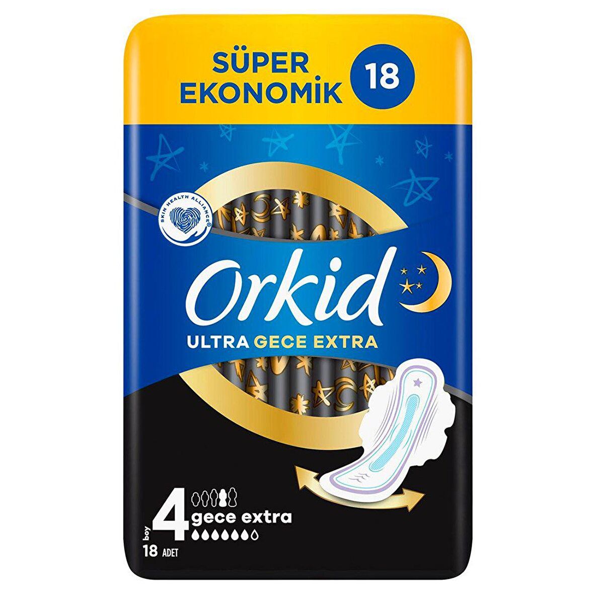 Orkid Ultra Extra Gece Ekstra 18 Adet Süper Ekonomik Paket Hijyenik Ped