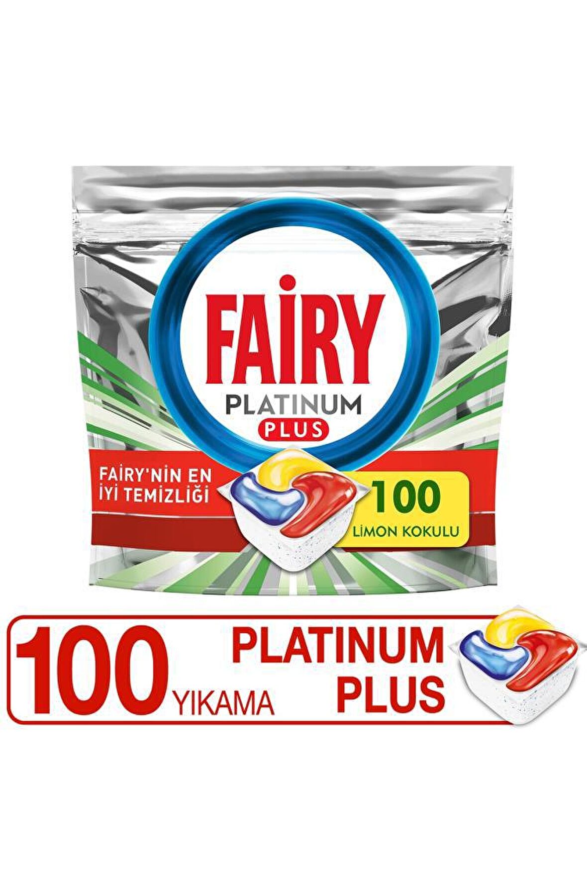 Fairy Platinum Plus Limon Kokulu 100 Yıkama Tablet Bulaşık Makinesi Deterjanı 100 Adet 