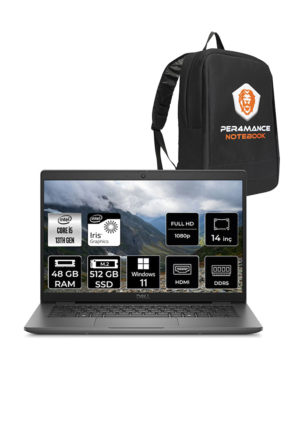 DELL Latitude 3450 i5 1335U 48GB DDR5 512GB SSD 14'' IPS W11P Taşınabilir Bilgisayar & PER4 ÇANTA