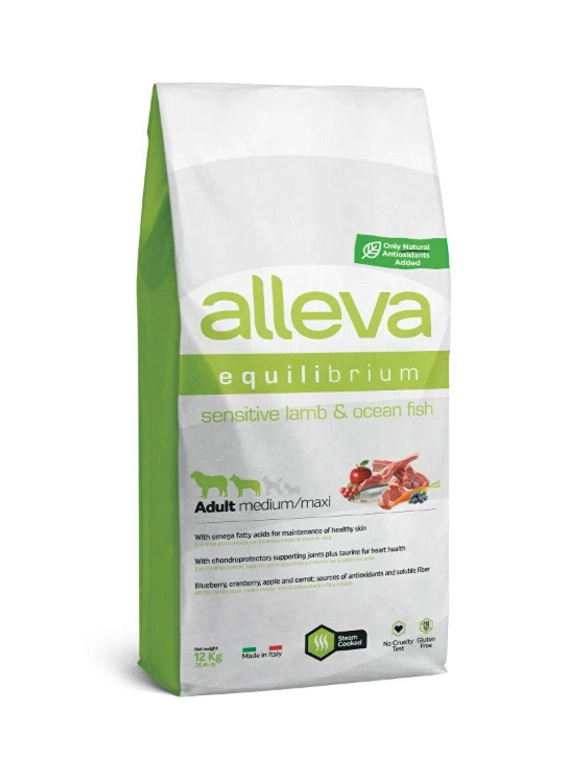 Alleva Equilibrium Sensitive Kuzu & Okyanus Balığı Medium-Maxi Düşük Tahıllı Yetişkin Köpek Maması 12 Kg