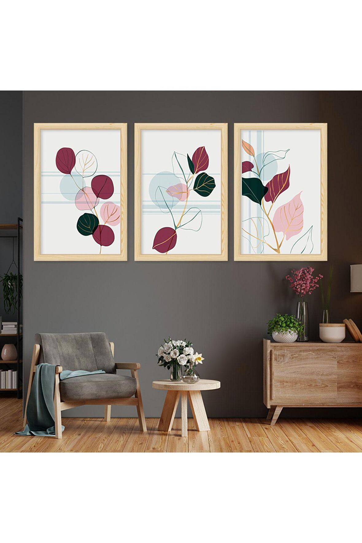 Zevahir 5 Parça Mdf Okyanus Kenarı Manzara Tablo Ve Mdf Saat Kombin