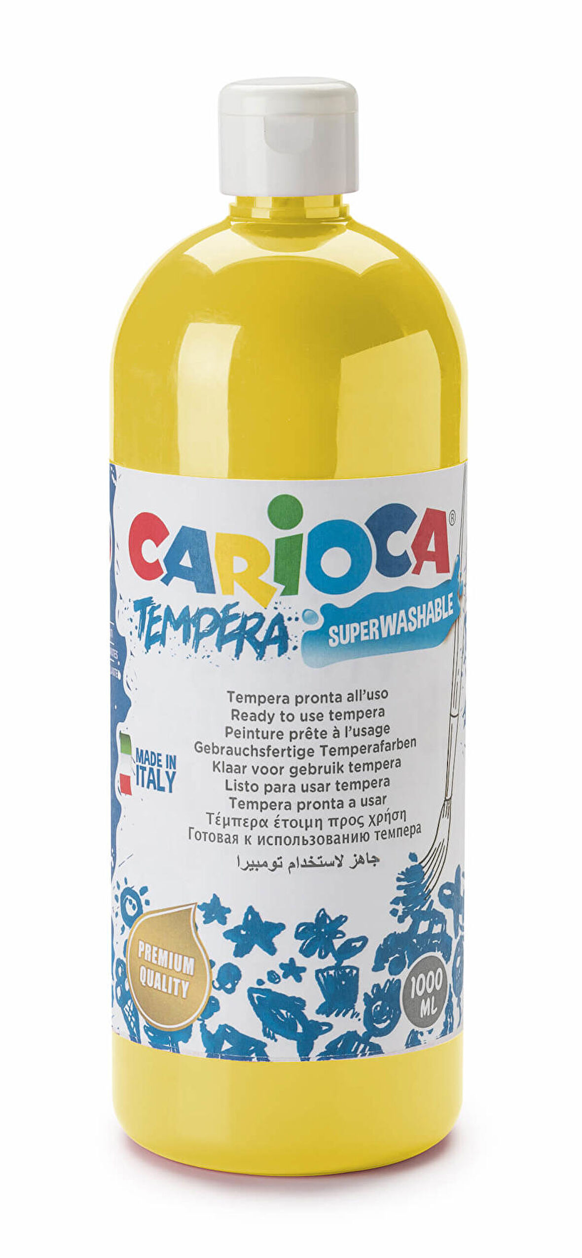 Carioca Tempera Boya - Sarı (Süper Yıkanabilir) 1000ml - 1350gr / Plastik Şişede