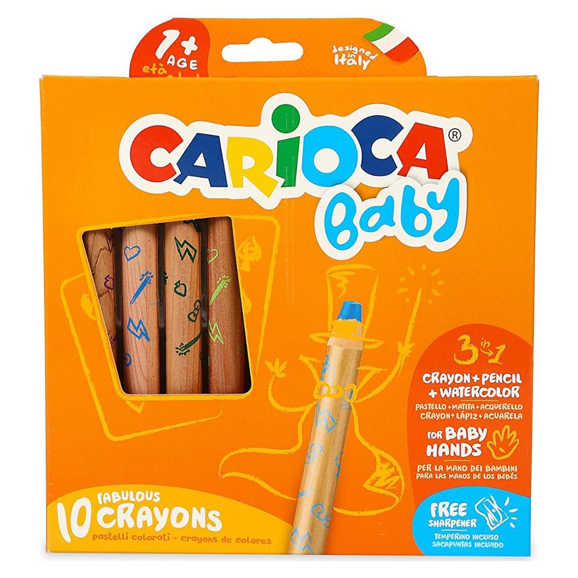 Carioca "3 in 1" Jumbo Bebek Ahşap Gövdeli Boya Kalemi 10'lu