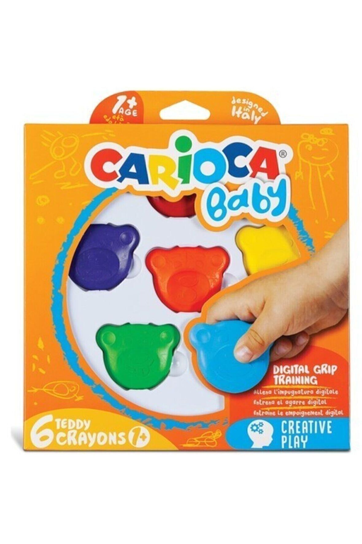 Carioca Teddy Şekilli Kirletmeyen Mum Boyalar 6'lı