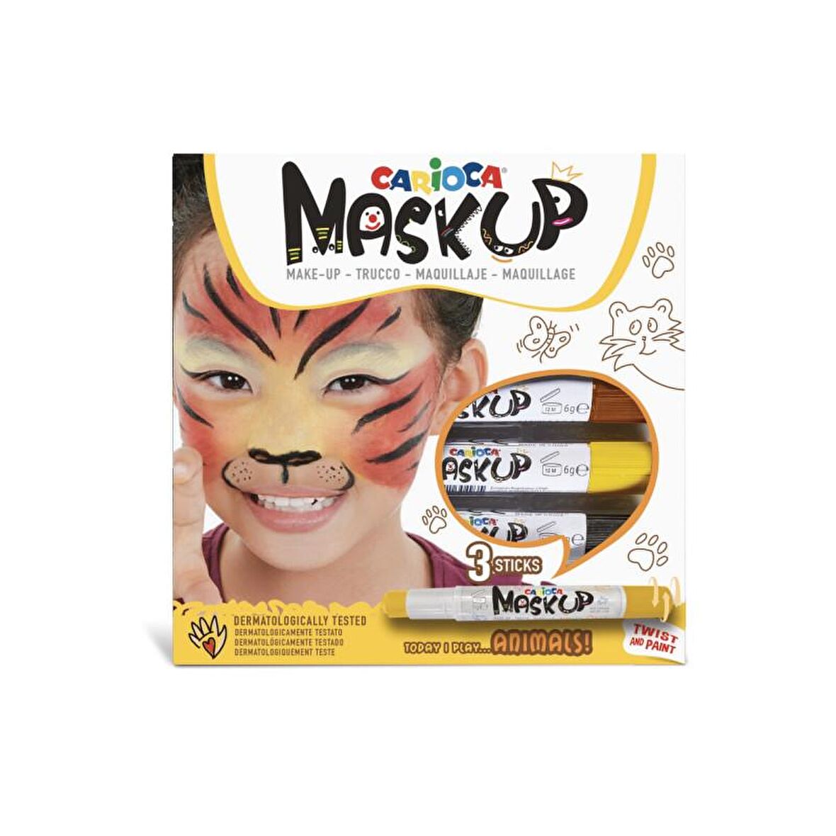 Carioca Mask Up Yüz Boyası 3 Renk Hayvanlar