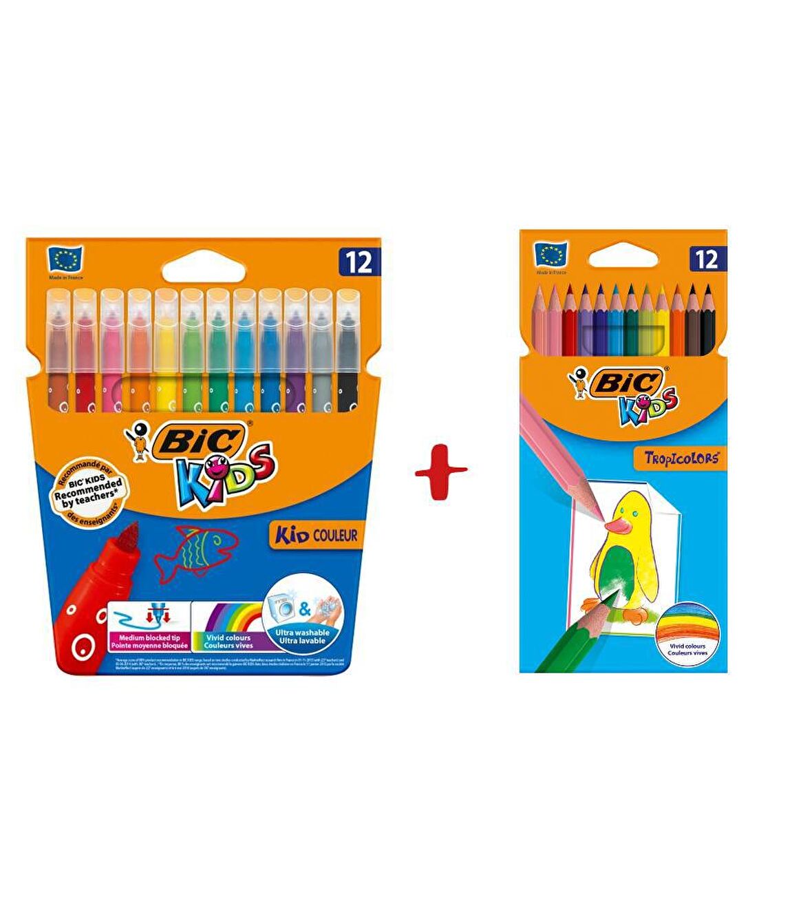 Gen-Of Bic Boyama Seti 12 Renk Keçeli Kalem Ve Kuru Boya