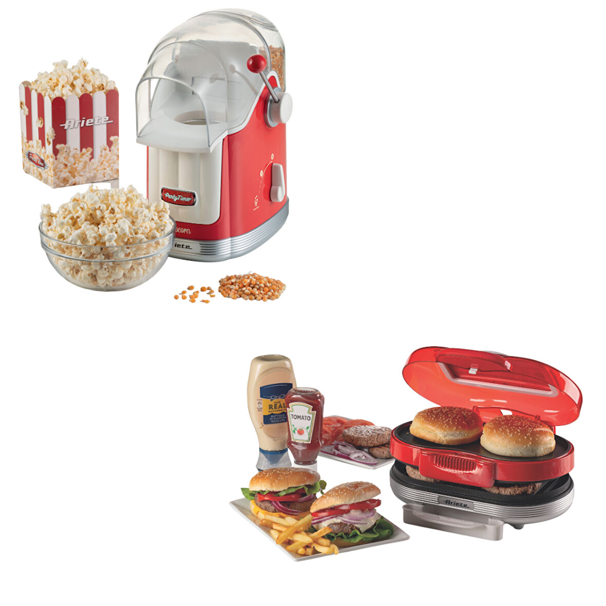 Ariete Party Time Popcorn Mısır Patlatma Makinesi + Hamburger Makinesi 2'li Özel Set PSET02