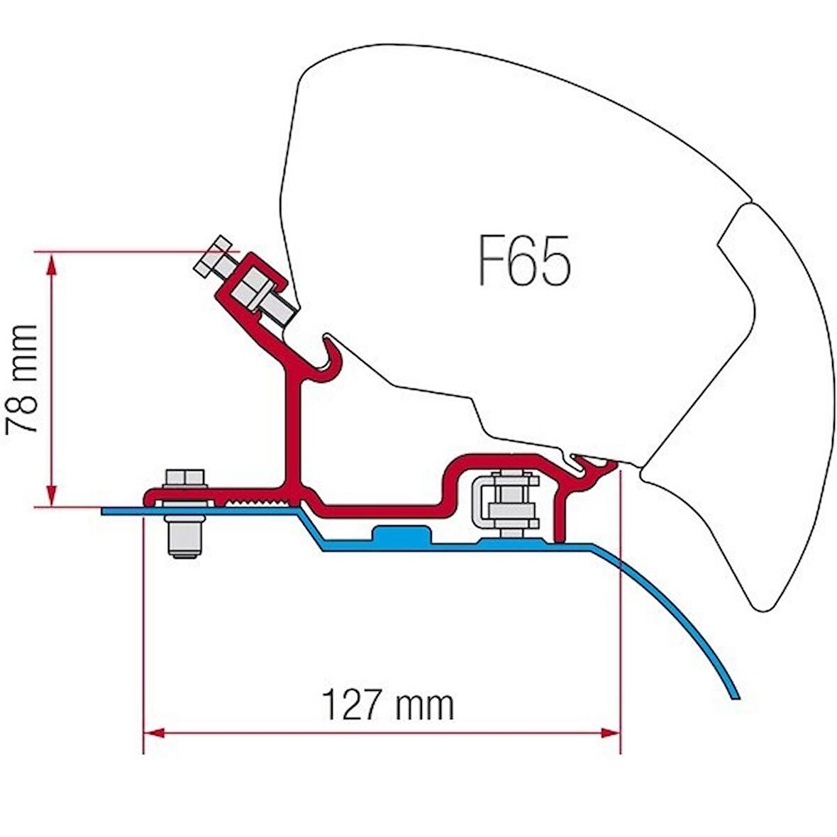 Fiamma F65,F80 Ducato/Jumper/Boxer H3 Yüksek Tavan ≥ 2006 Tente Braketi