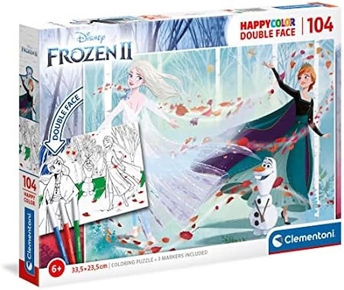 Clementoni  104 Parça Double Face Coloring Puzzle  Frozen 2