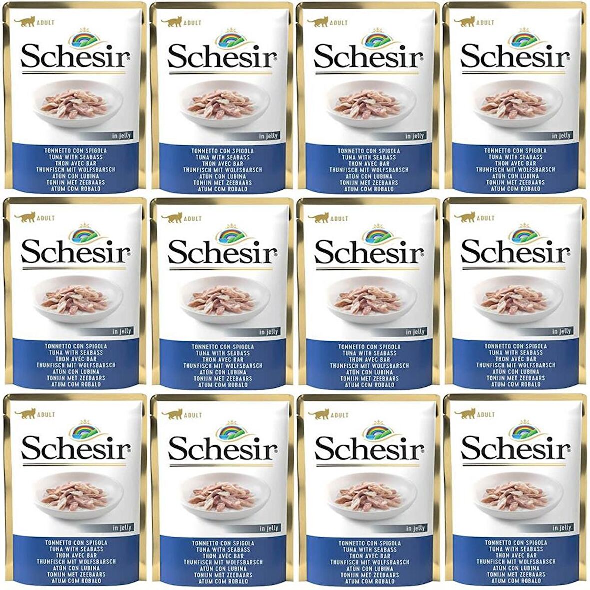 Schesir Jelly Ton Balıklı ve Levrekli Pouch Kedi Konservesi 85 Gr*12 Adet