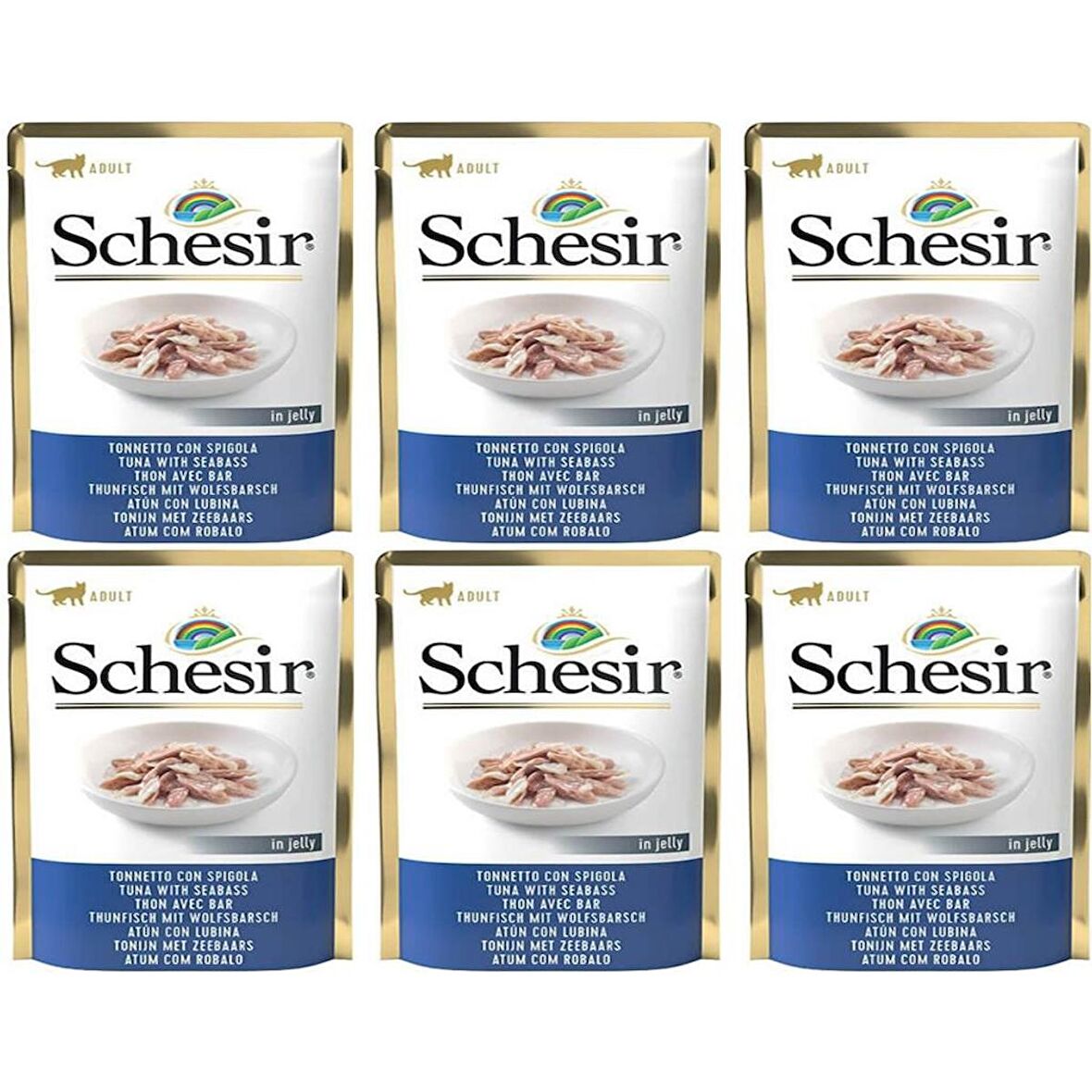 Schesir Jelly Ton Balıklı ve Levrekli Pouch Kedi Konservesi 85 Gr *6 Adet