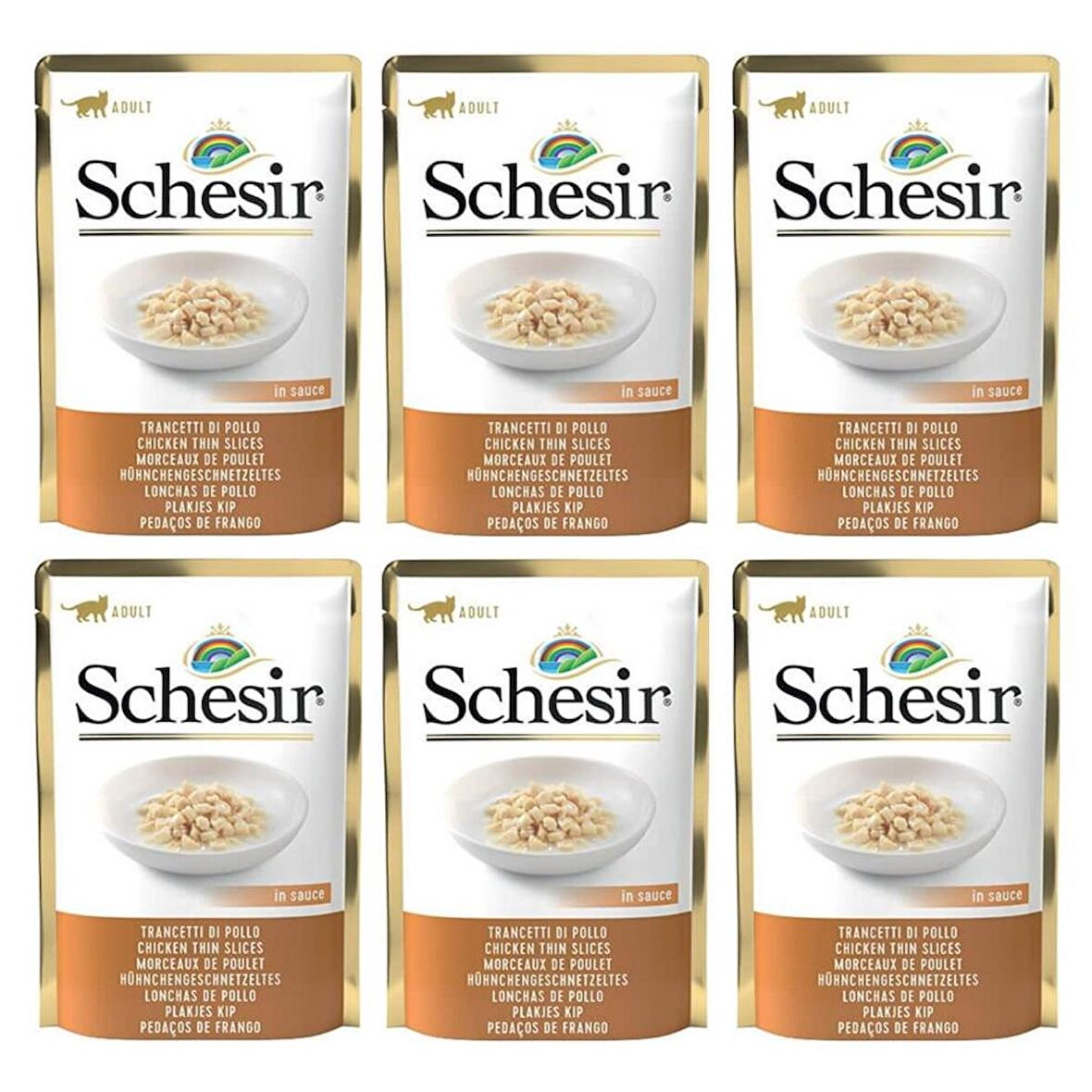 Schesir Kıyılmış Tavuklu Soslu Pouch Kedi Konservesi 85 Gr*6 Adet