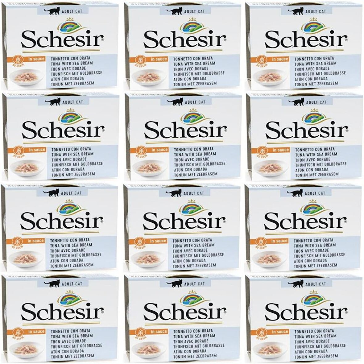 Schesir Soslu Ton Balıklı Çipuralı Yetişkin Kedi Konservesi 12 x 70 G