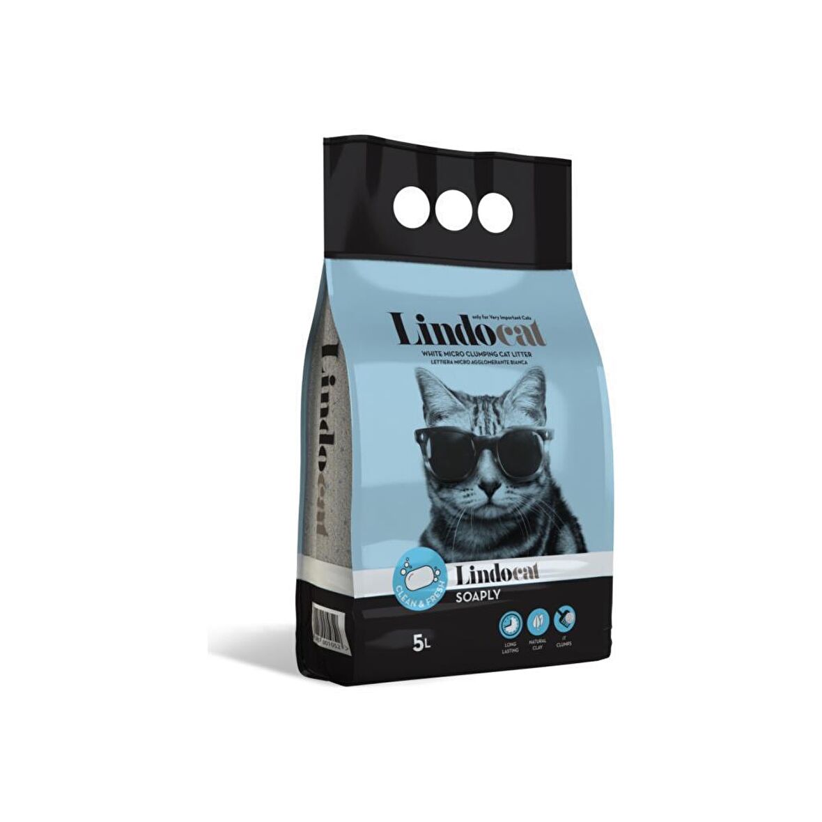 Lindo Cat Prestige Soaply Sabun Mavi İnce Taneli Kedi Kumu 5 Lt