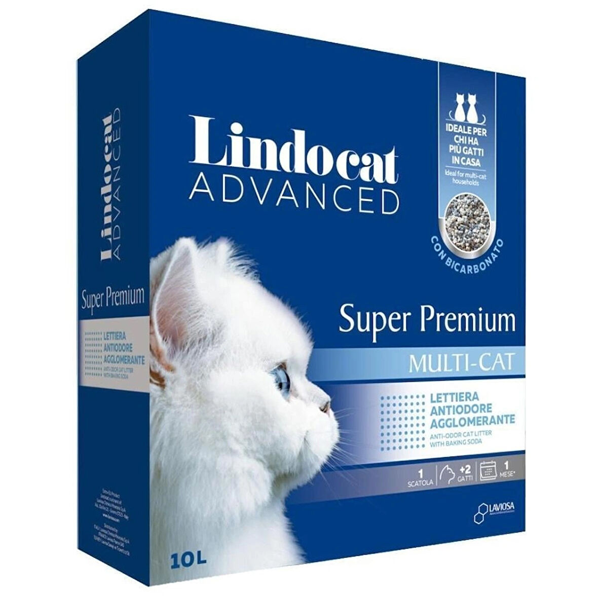 LindoCat Super Premium Multicat Bikarbonatlı Koku Önleyici & Extra Güçlü Topaklanan Kedi Kumu 10 lt