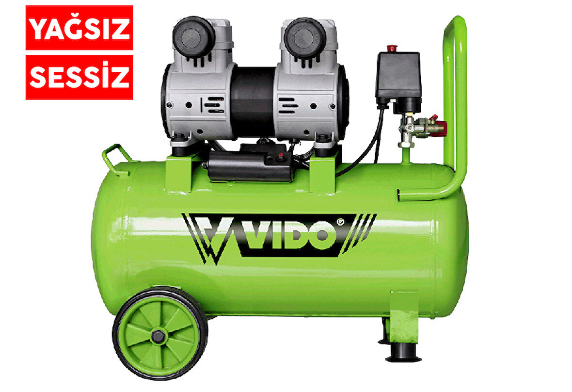 Vido 50 Lt Hava Kompresörü 2HP - 1500W / 220V Yağsız-Sessiz WD060215020