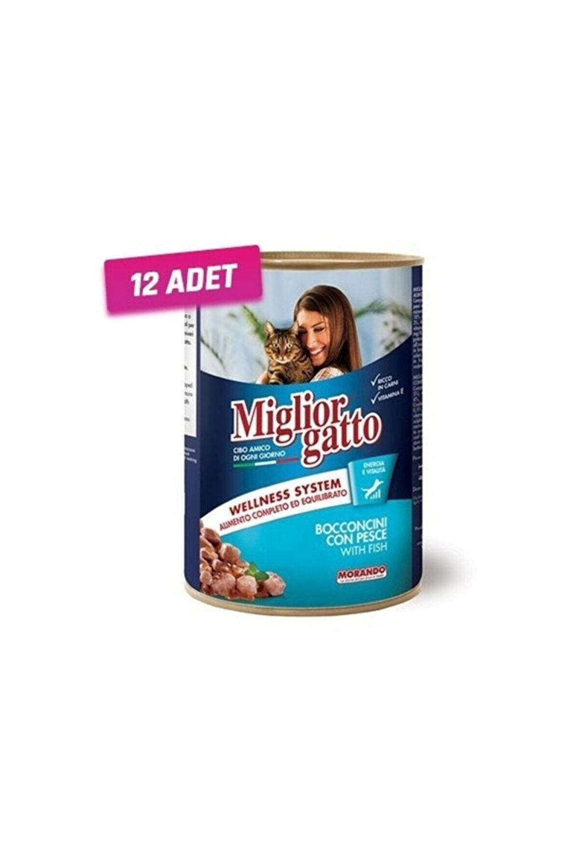 12 Adet - Balıklı Yetişkin Kedi Konservesi 405 Gr