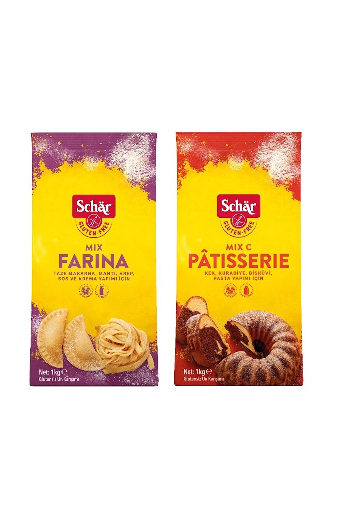 Schar 2'li Glutensiz Un Seti - Mix C Patisserie Kek Pasta Unu ve Farina Makarna Erişte Mantı Unu 1 kg 2 Adet