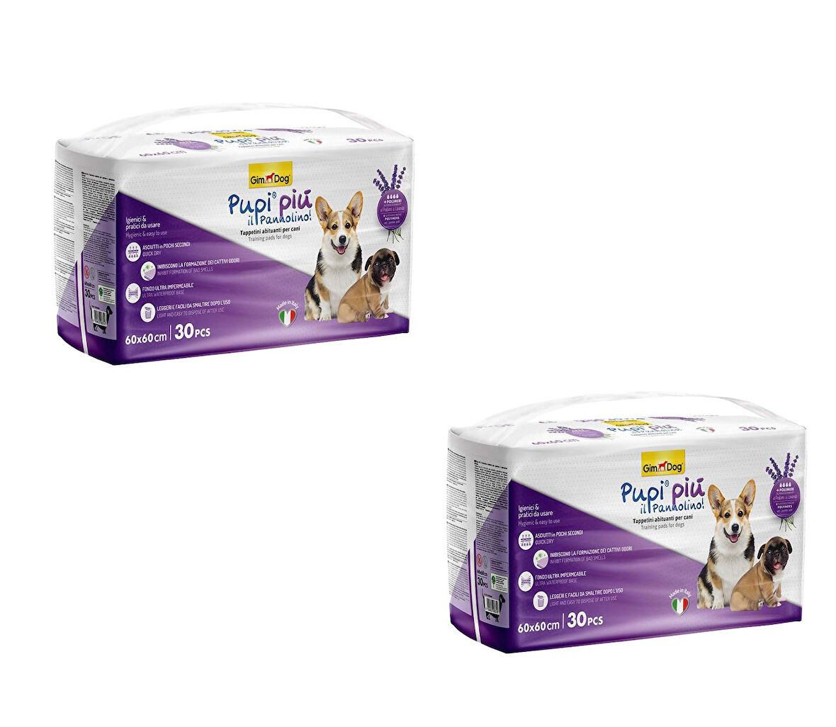 GimDog Pupi Piu Lavanta Kokulu Köpek Çiş Pedi 30'lu - 60x60cm (2'li Avantaj Paket)