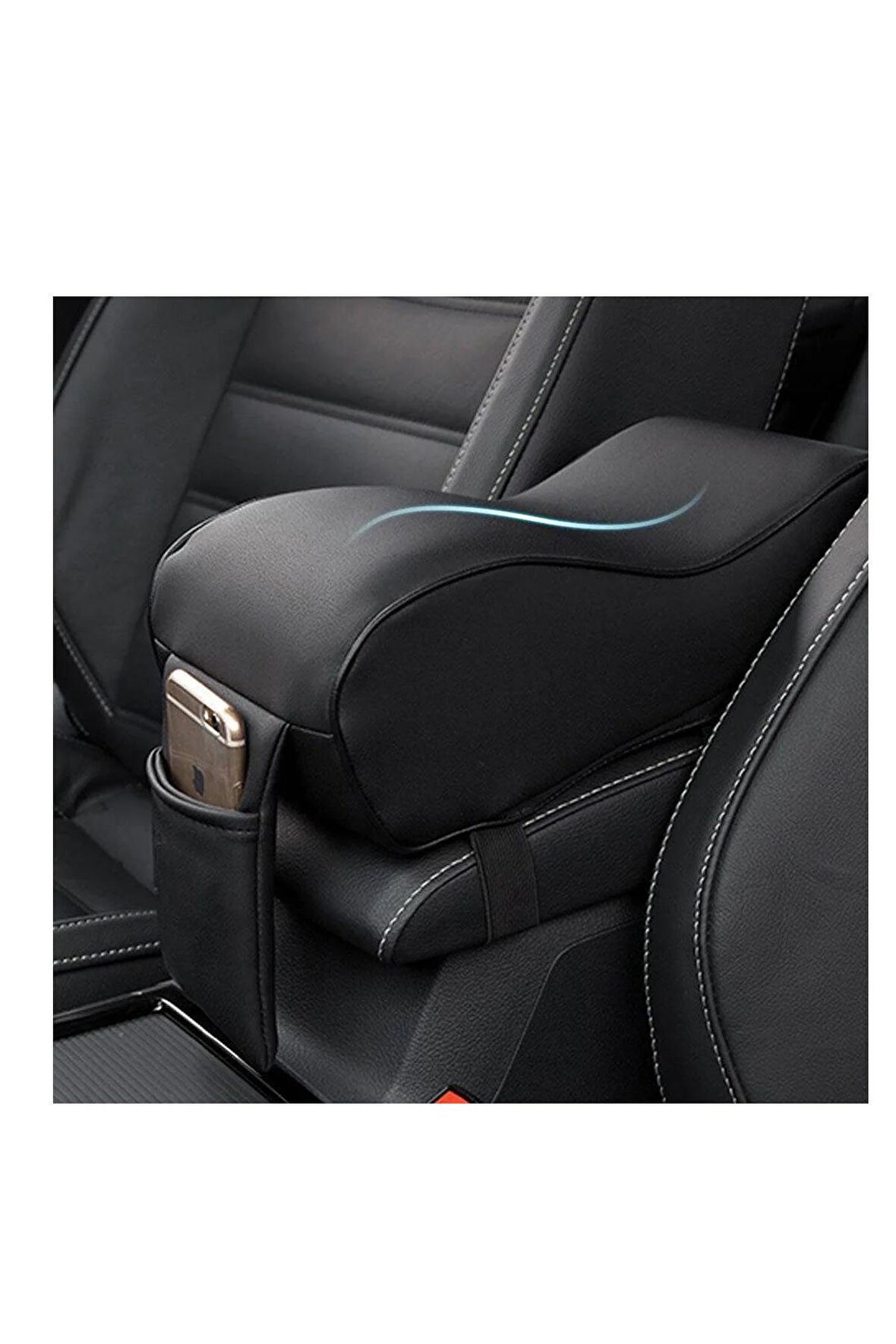 Chevrolet Corvette uyumlu kol dayama yükseltici yastık - telefonluklu süngerli deri lüks model