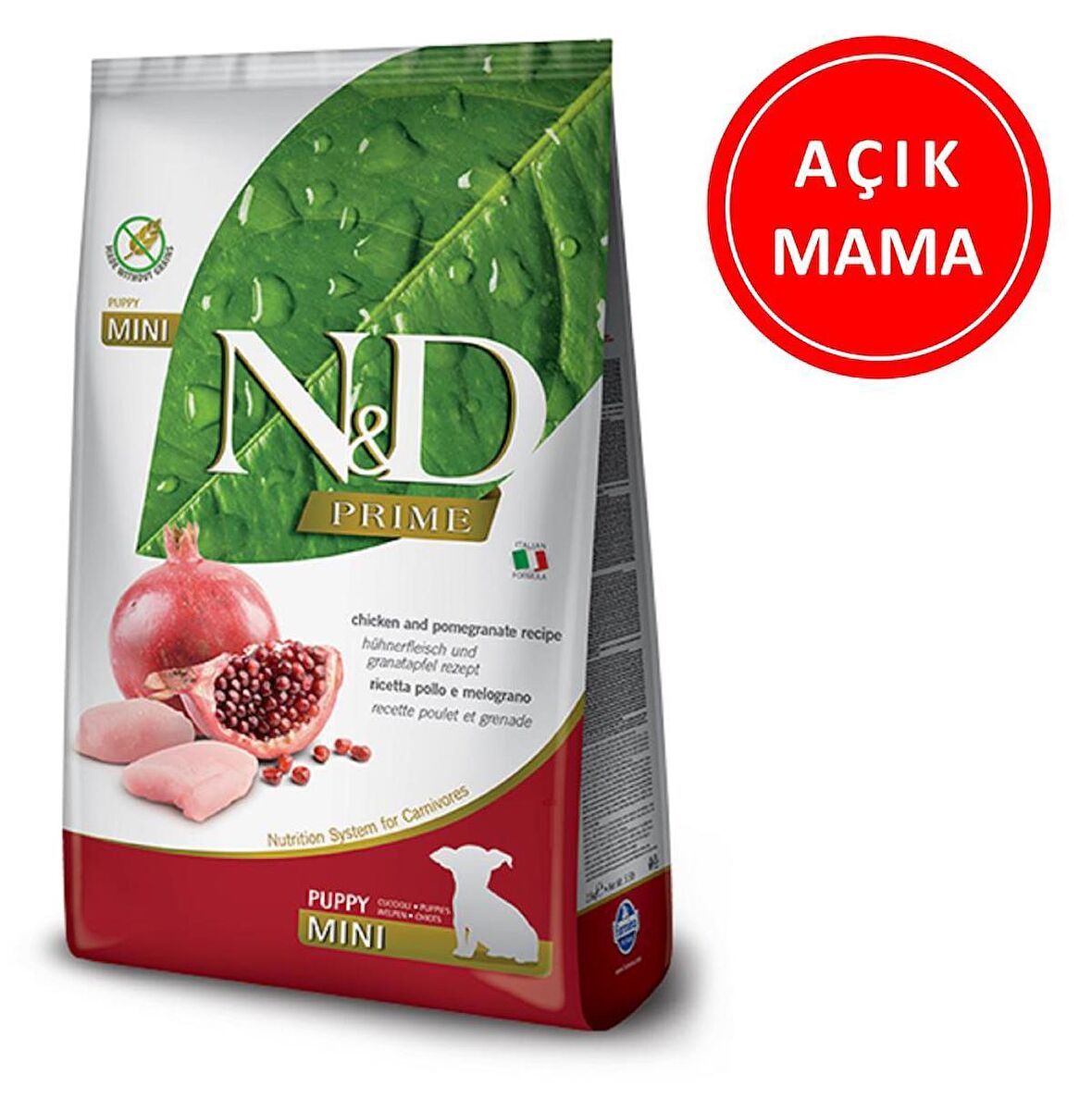 ND Tahılsız Puppy Tavuk ve Narlı Küçük Irk Yavru Köpek Maması 1 Kg AÇIK