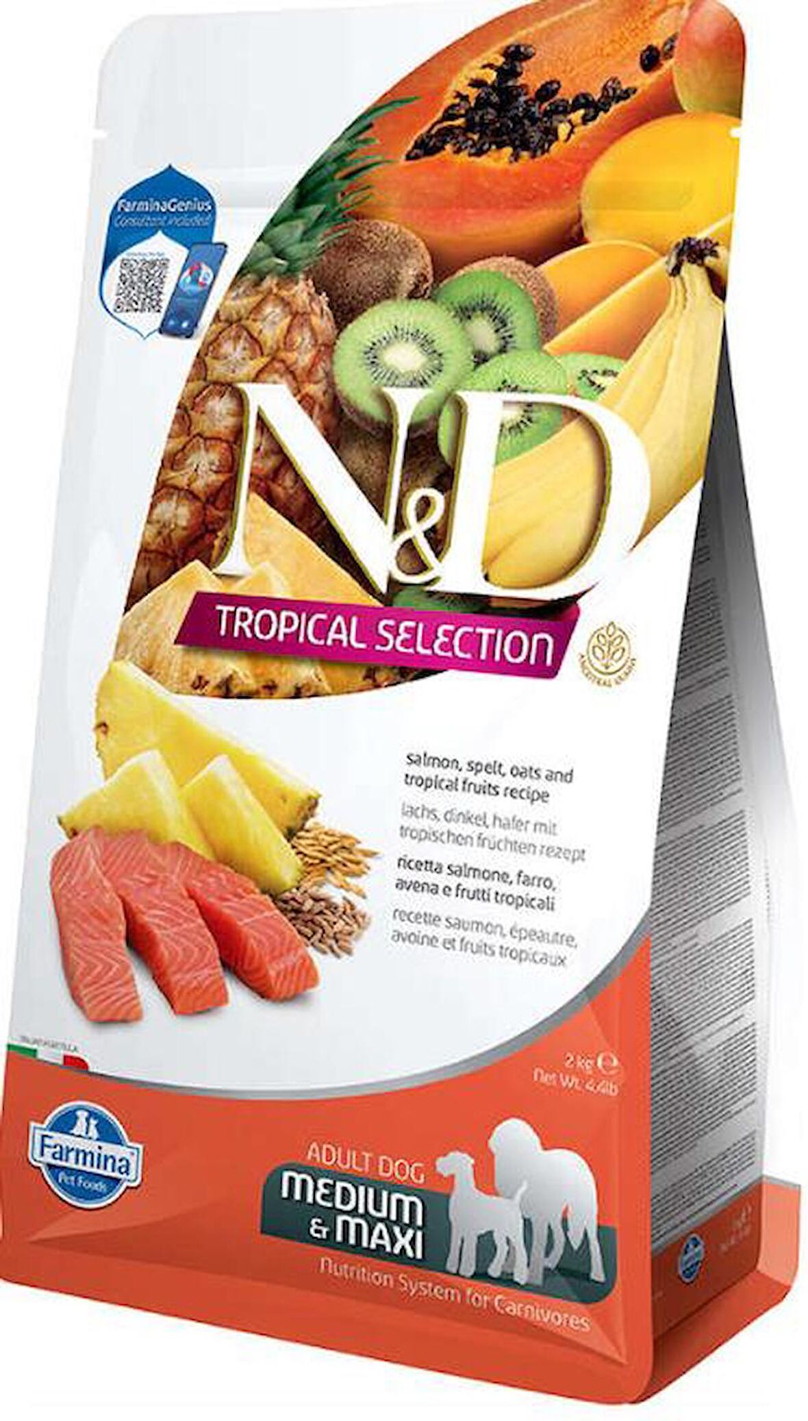 N&D Tropical Somonlu Orta ve Büyük Irk Yetişkin Köpek Maması 2 Kg