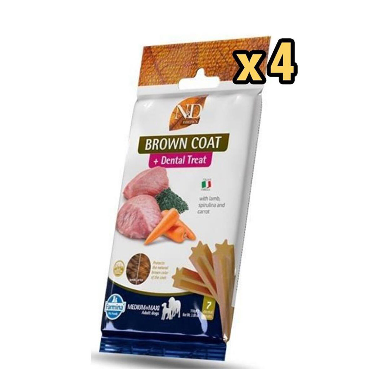 ND Dental Treat Brown Coat Orta Ve Büyük Irk Kuzulu  Köpek Ödülü 100 Gr x 4 Adet
