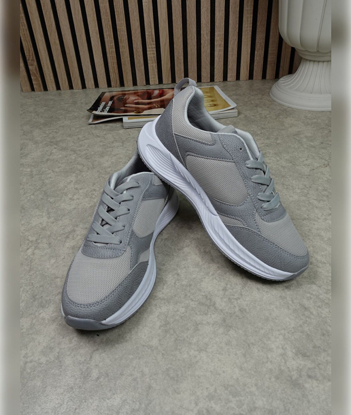 Günlük Fileli Nefes Alabilen Erkek Bağcıklı Kalın Taban Hafif Rahat Yürüyüş Koşu Spor Ayakkabı 8011