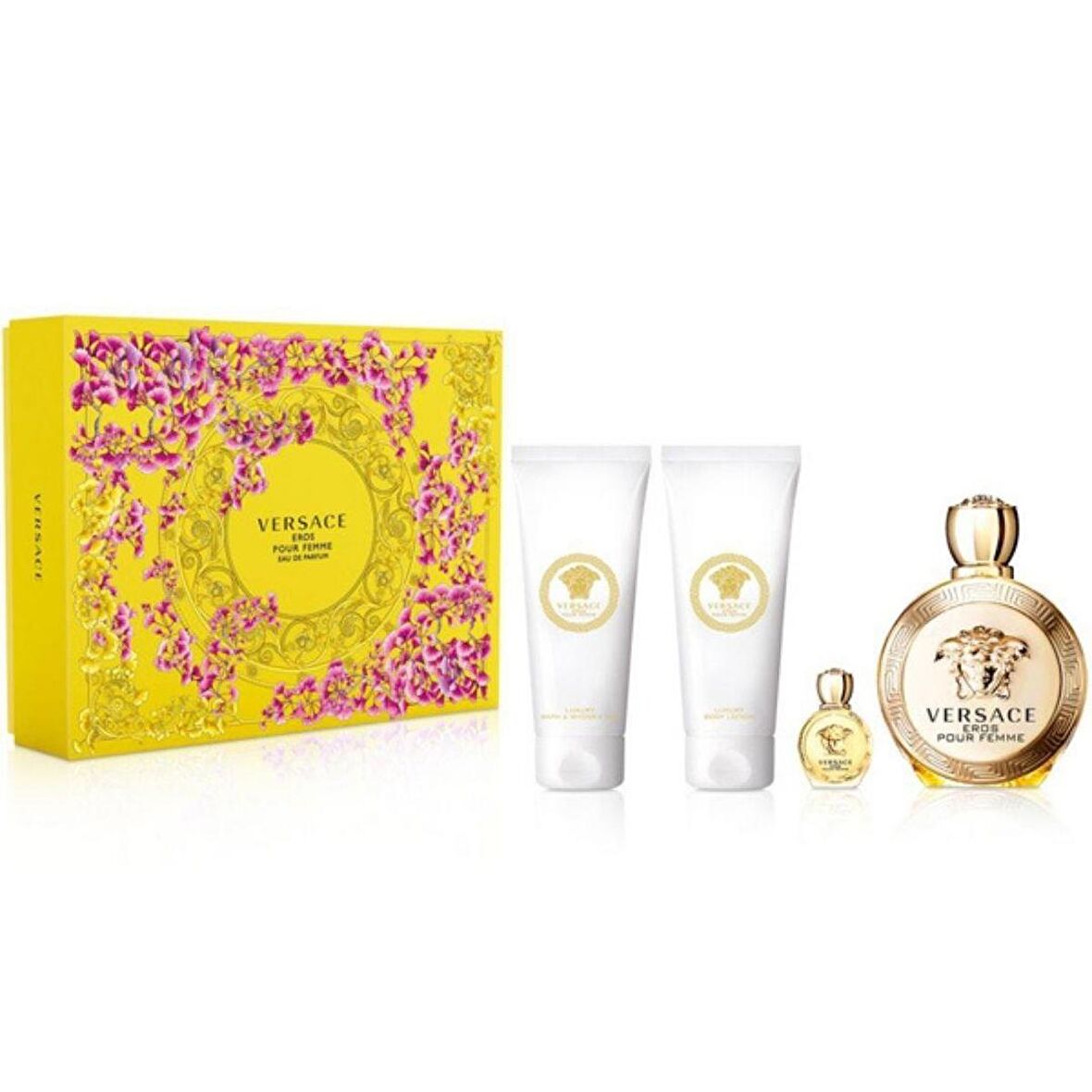 Versace Eros Pour Femme Edp 100 Ml + Bath & Shower Gel 100 Ml + Body Lotion 100 Ml + Edp 5 Ml