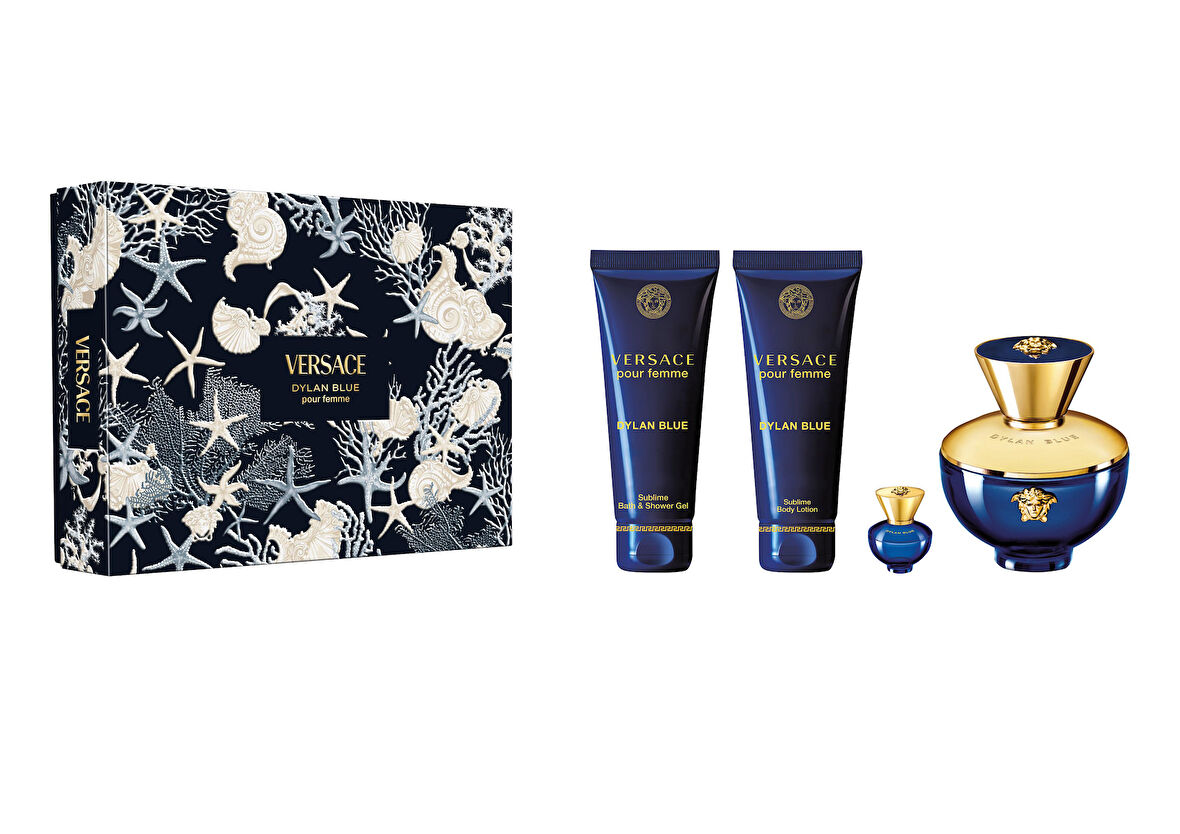 Versace Dylan Blue Pour Femme Edp 100 Ml + Body Lotion 100 Ml + Shower Gel 100 Ml + Edp 5 Ml