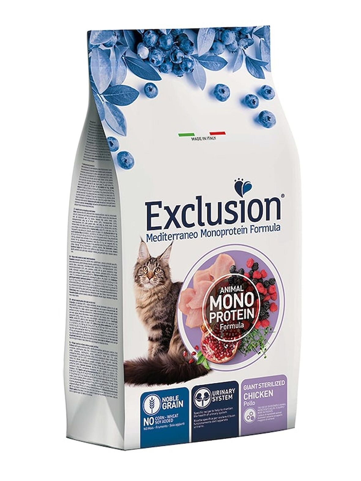 Exclusion Monoprotein Tavuklu ve Narlı Düşük Tahıllı İri Irk Kısırlaştırılmış Kedi Maması 1,5kg