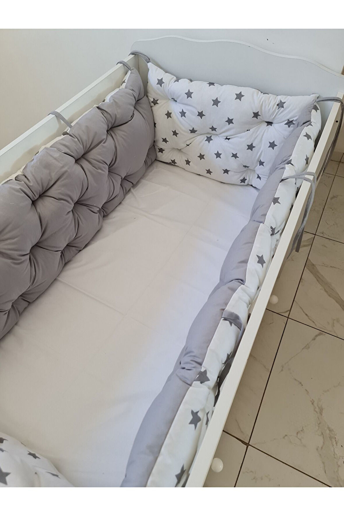 80x130 Beşik Uyumlu 4 Parça Beşik Kenar Koruma Takımı – %100 Pamuk – Yıkanabilir