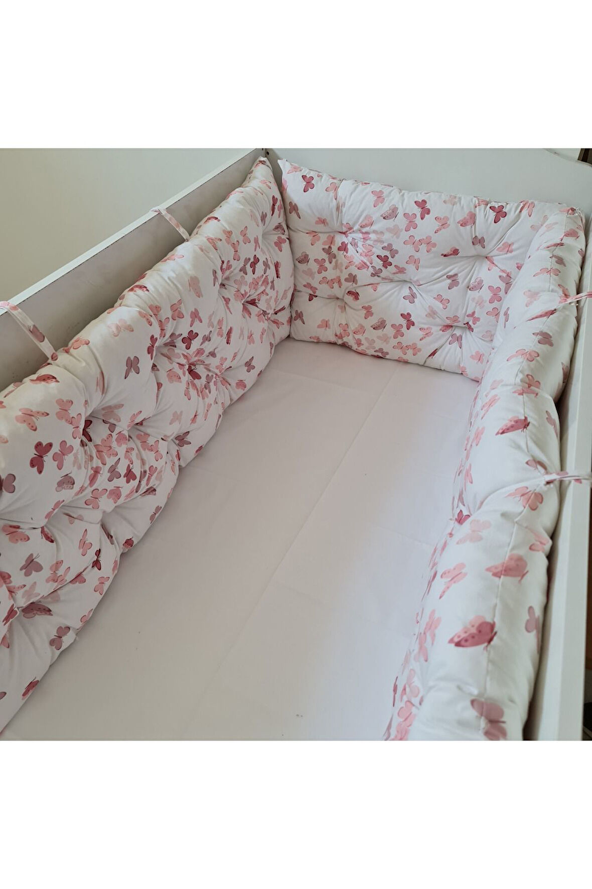 80x130 Beşik Uyumlu 4 Parça Beşik Kenar Koruma Takımı – %100 Pamuk – Yıkanabilir