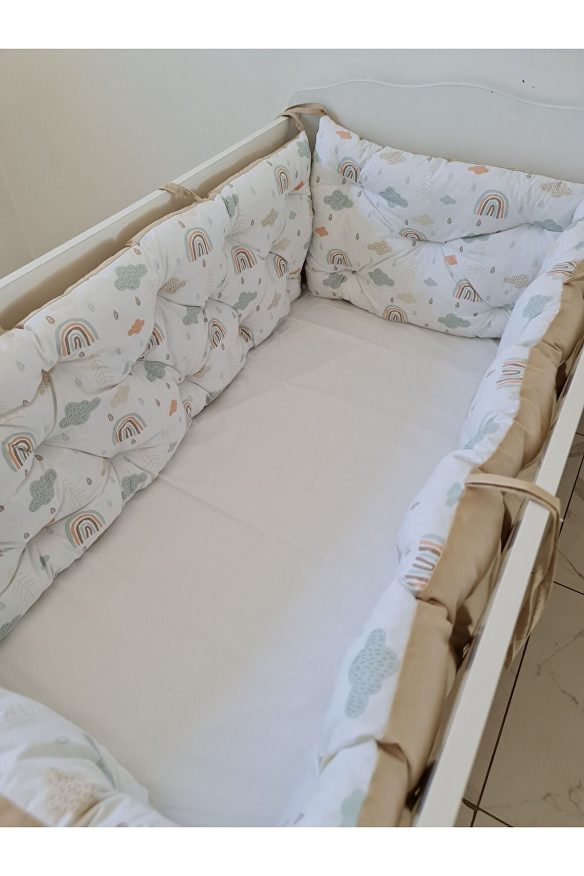 80x140 Beşik Uyumlu 4 Parça Beşik Kenar Koruma Takımı – %100 Pamuk – Yıkanabilir