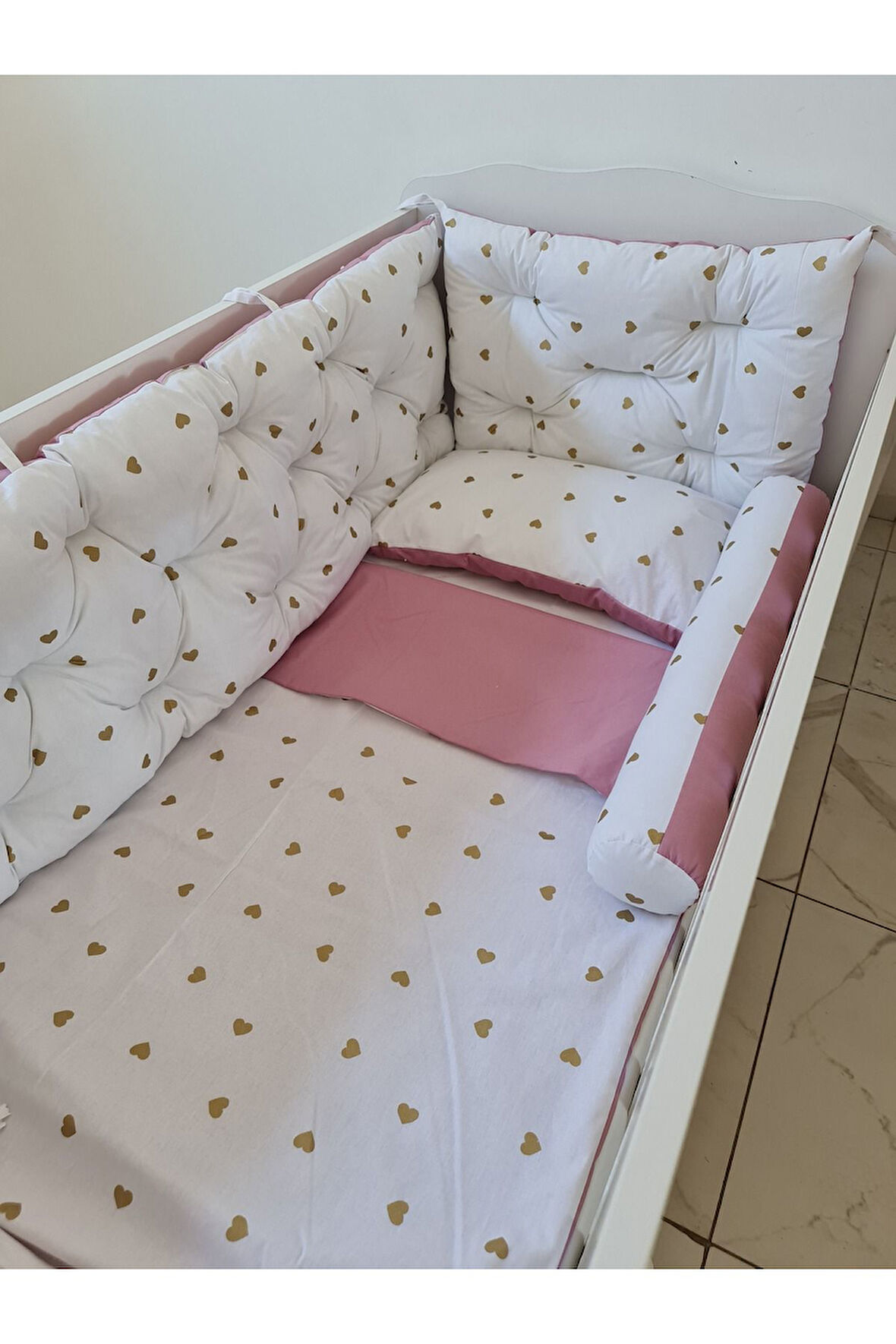 80x140 Beşik Uyumlu 4 Parça Beşik Kenar Koruma Takımı – %100 Pamuk – Yıkanabilir