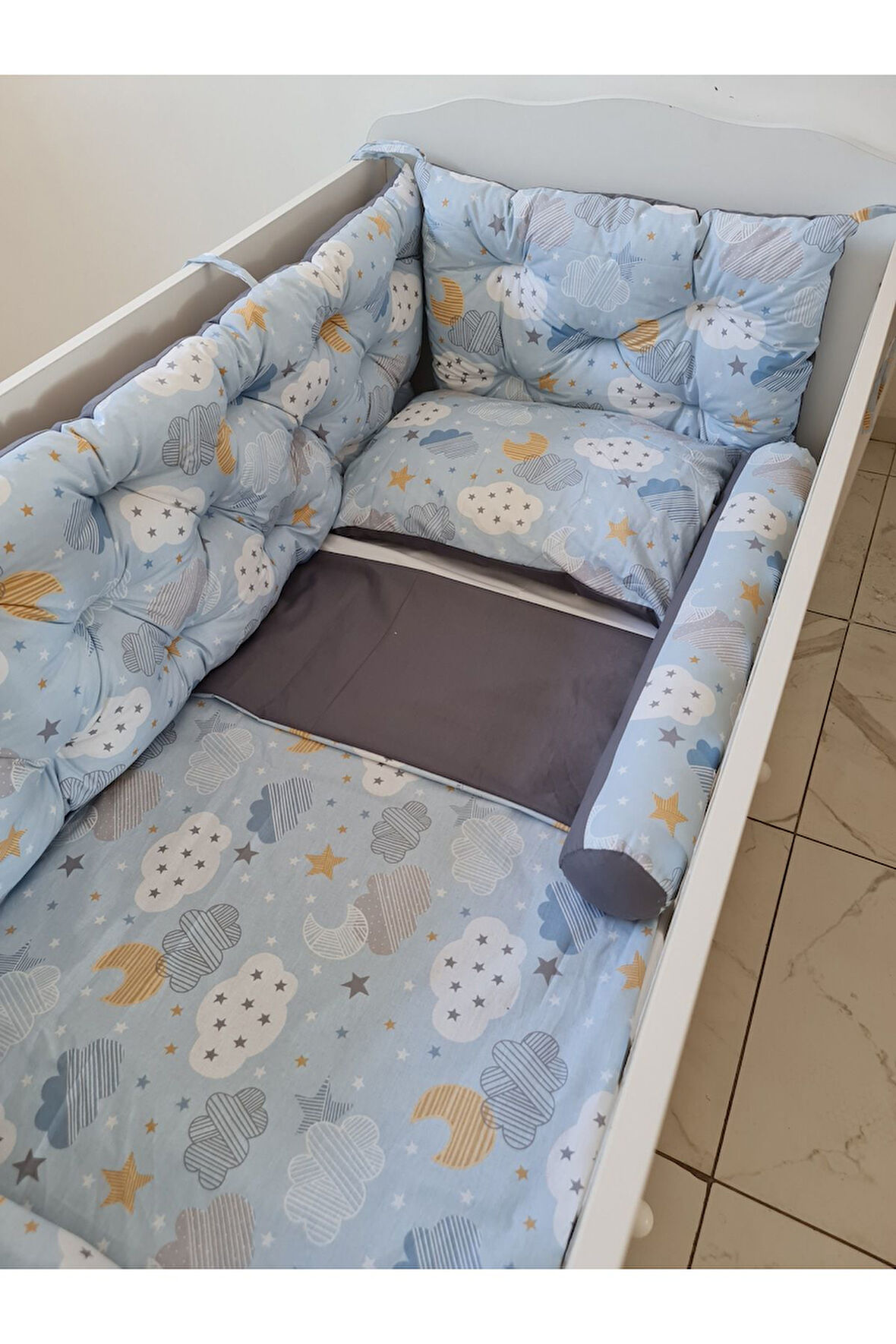 80x140 Beşik Uyumlu 4 Parça Beşik Kenar Koruma Takımı – %100 Pamuk – Yıkanabilir