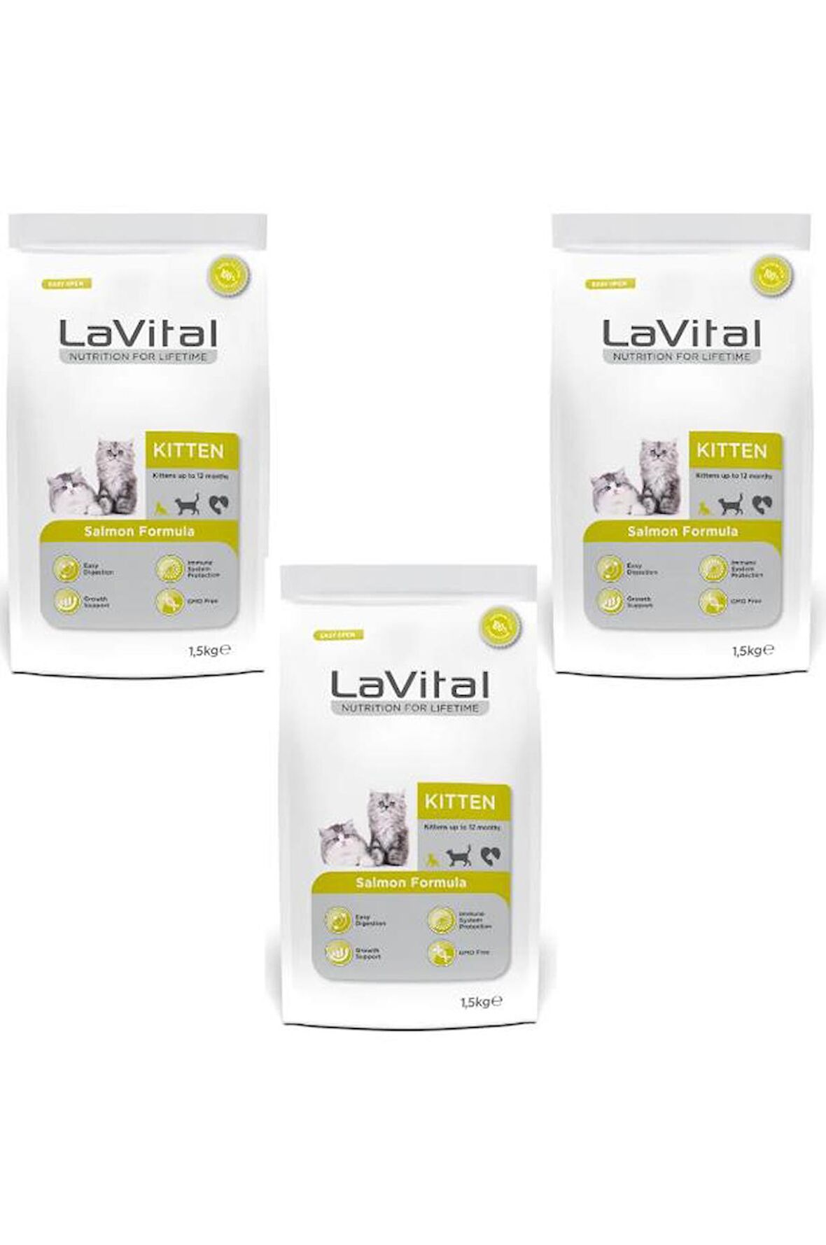 Lavital Somon Balıklı Yavru Kedi Maması 1,5 Kg*3 Adet