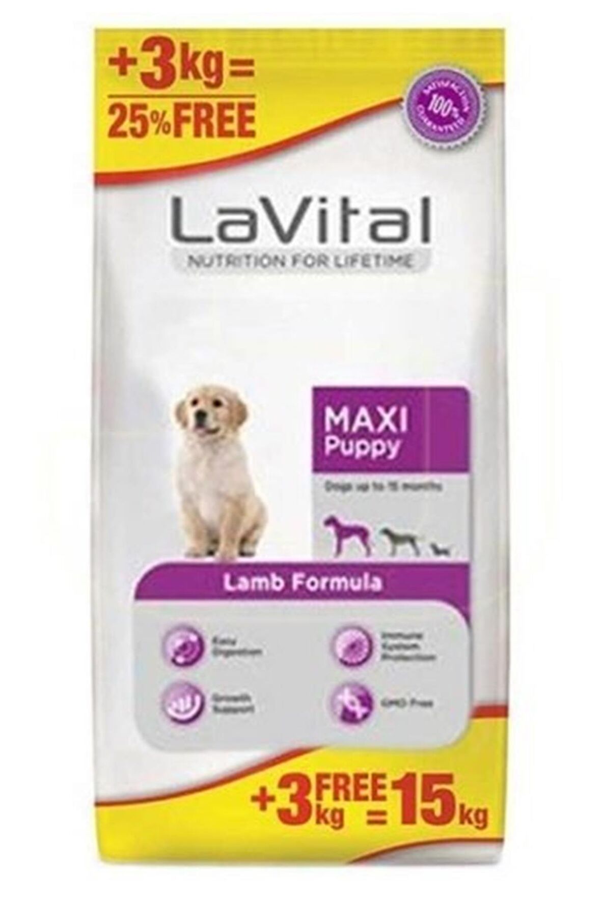 LaVital Kuzu Etli Büyük Irk Yavru Kuru Köpek Maması 12 kg+3 kg